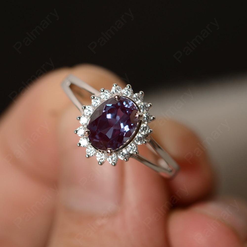 Split Shank Alexandrite Halo Ring - Palmary