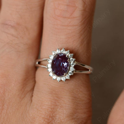 Split Shank Alexandrite Halo Ring - Palmary