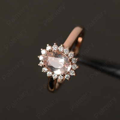 Oval Cut Morganite Promise Ring - Palmary