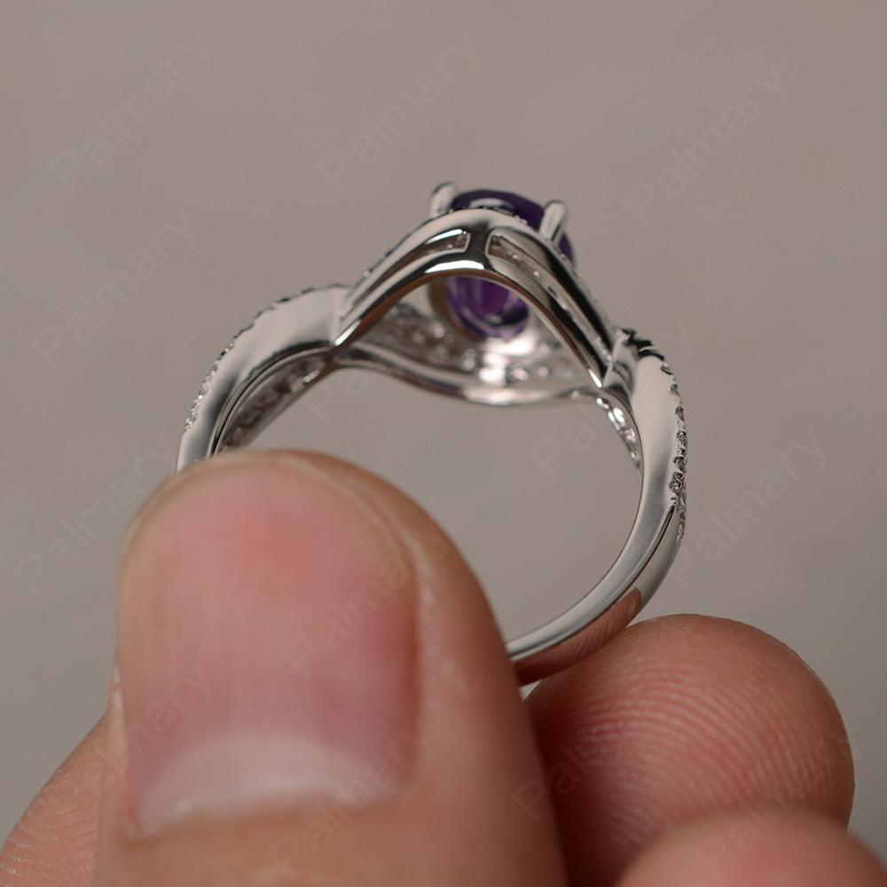 Twisted Band Oval Amethyst Rings - Palmary
