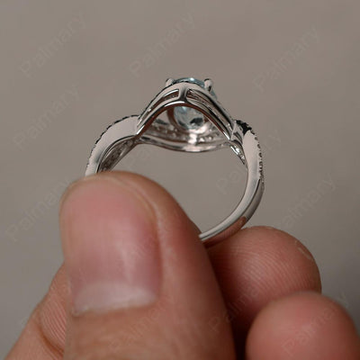 Twisted Band Oval Aquamarine Rings - Palmary