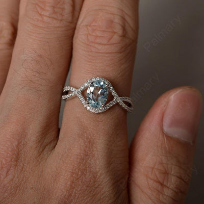 Twisted Band Oval Aquamarine Rings - Palmary