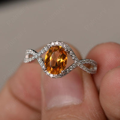 Twisted Band Oval Citrine Rings - Palmary