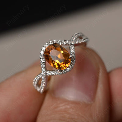 Twisted Band Oval Citrine Rings - Palmary