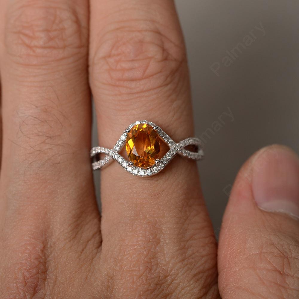 Twisted Band Oval Citrine Rings - Palmary