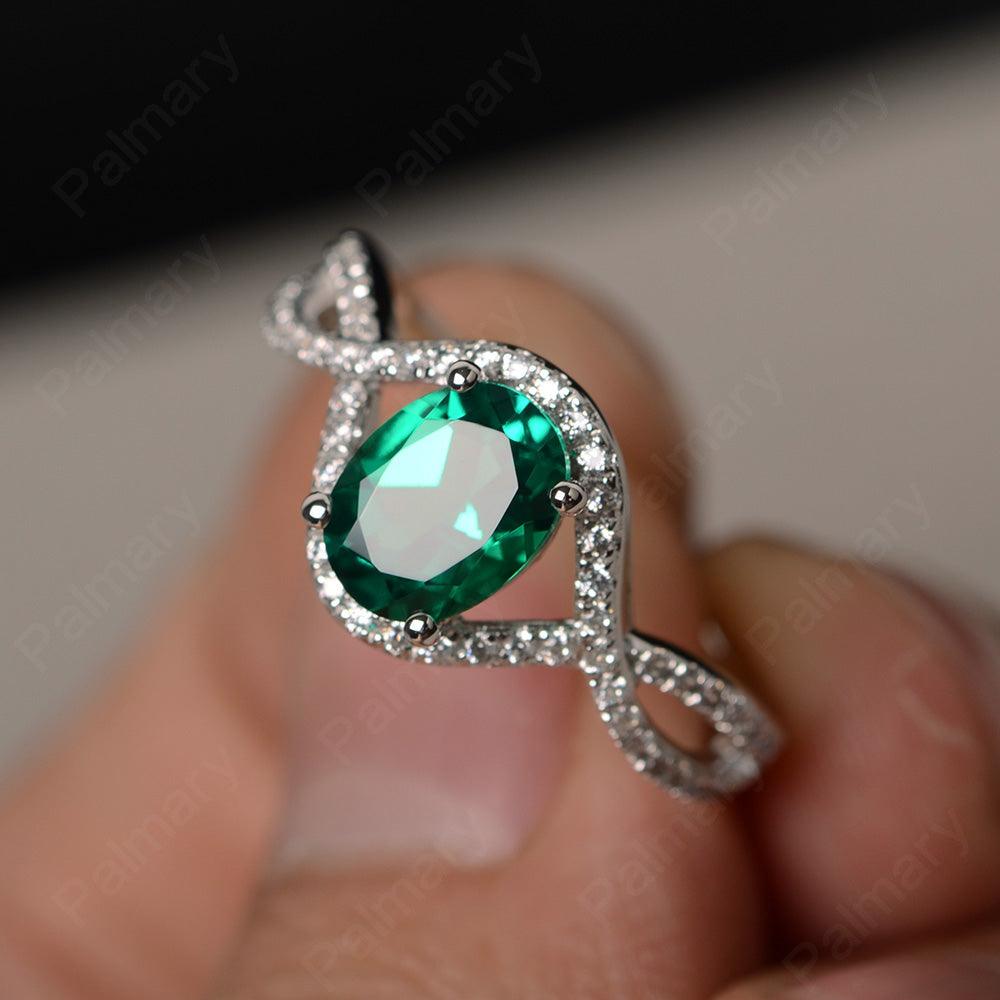 Twisted Band Oval Emerald Rings - Palmary