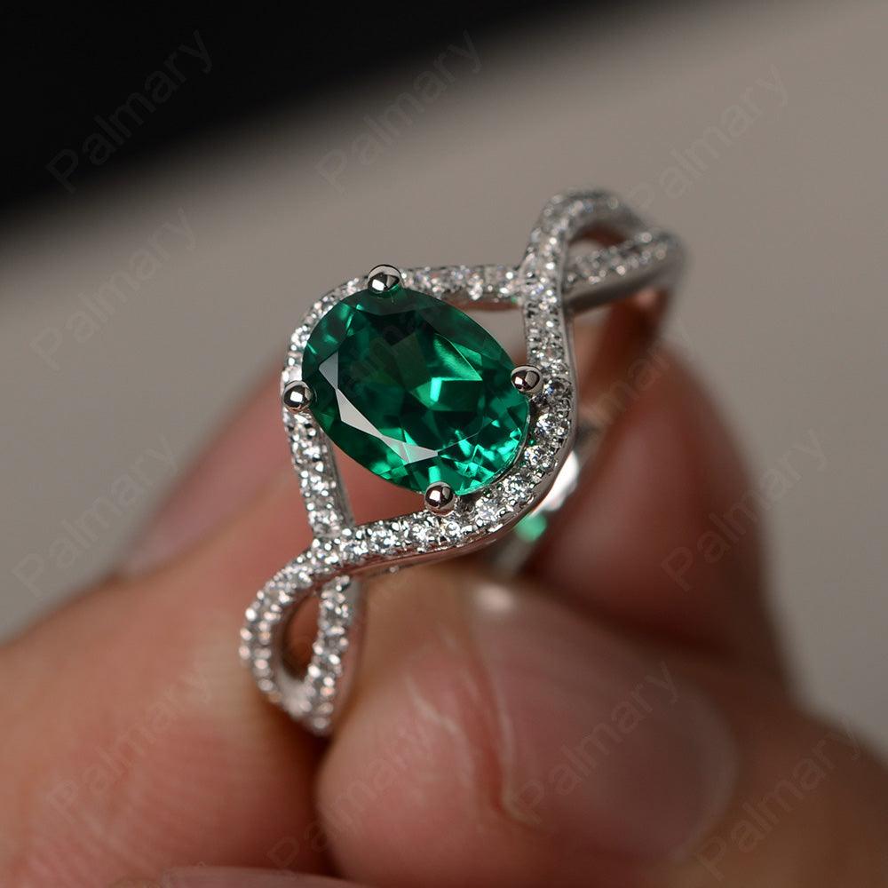 Twisted Band Oval Emerald Rings - Palmary