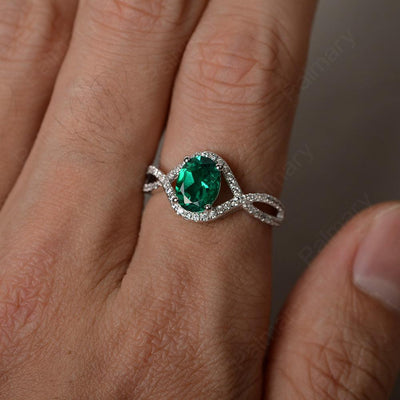 Twisted Band Oval Emerald Rings - Palmary