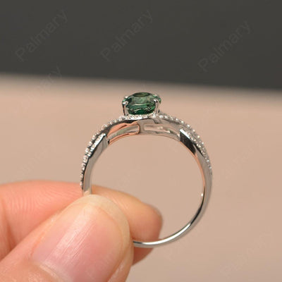 Twisted Band Oval Green Sapphire Rings - Palmary