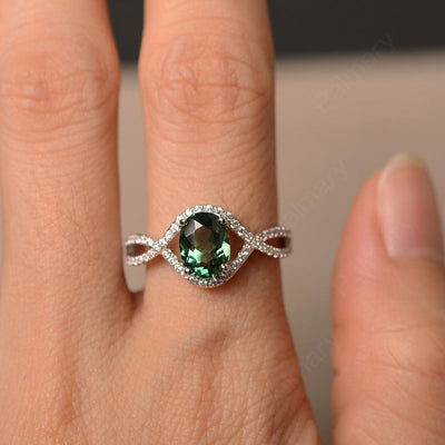 Twisted Band Oval Green Sapphire Rings - Palmary