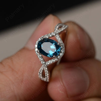 Twisted Band Oval London Blue Topaz Rings - Palmary