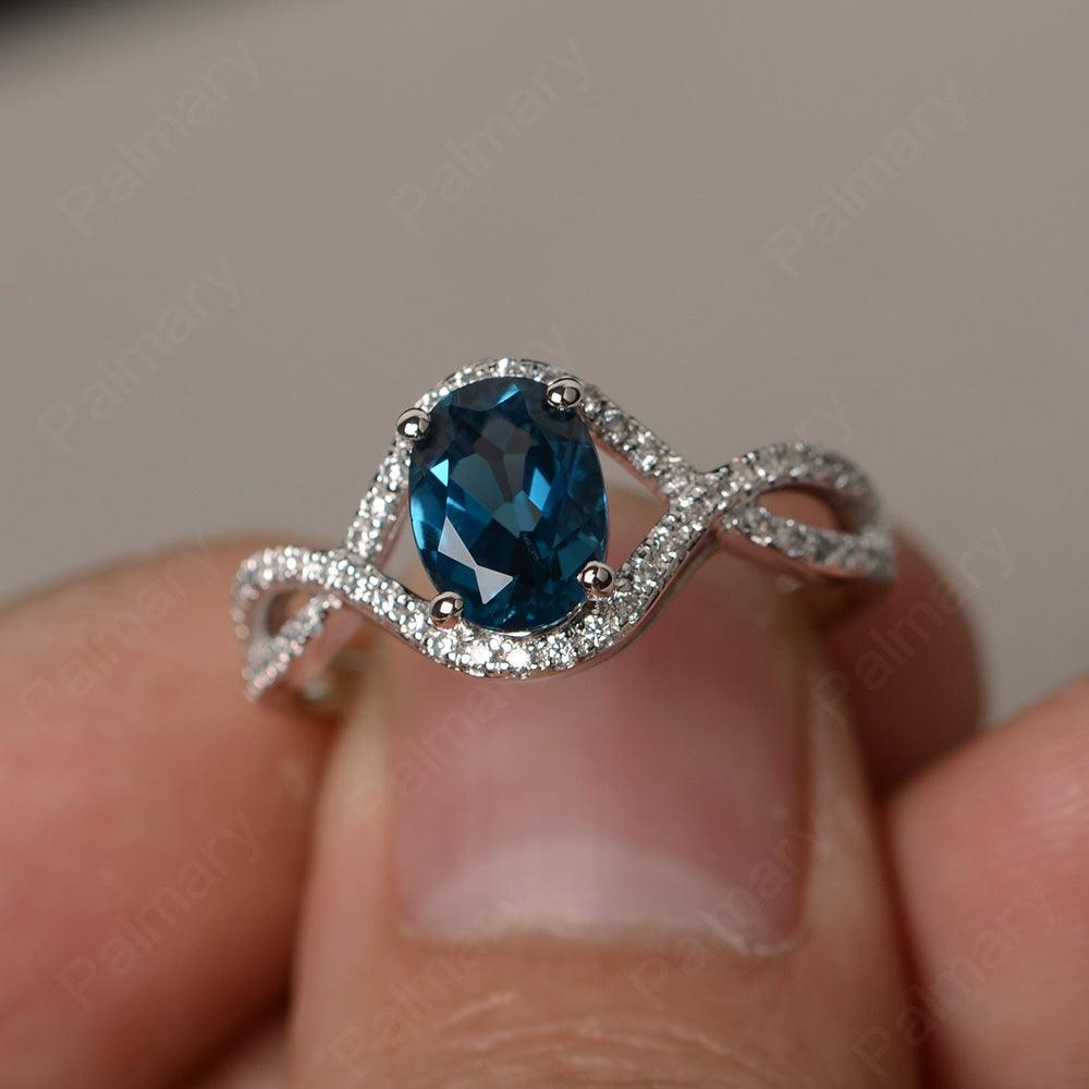 Twisted Band Oval London Blue Topaz Rings - Palmary