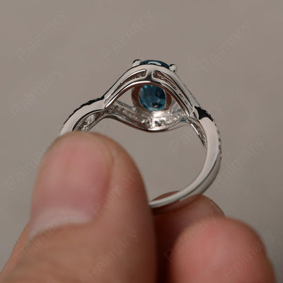 Twisted Band Oval London Blue Topaz Rings - Palmary