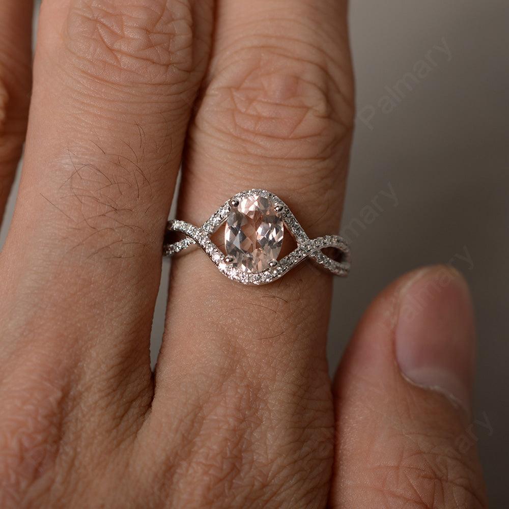 Twisted Band Oval Morganite Rings - Palmary