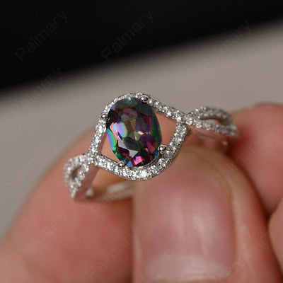 Twisted Band Oval Mystic Topaz Rings - Palmary