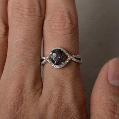 Twisted Band Oval Mystic Topaz Rings - Palmary