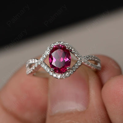 Twisted Band Oval Ruby Rings - Palmary