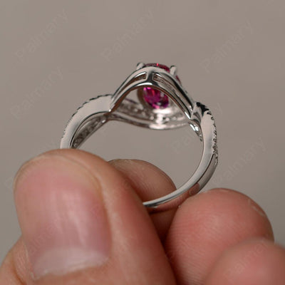 Twisted Band Oval Ruby Rings - Palmary