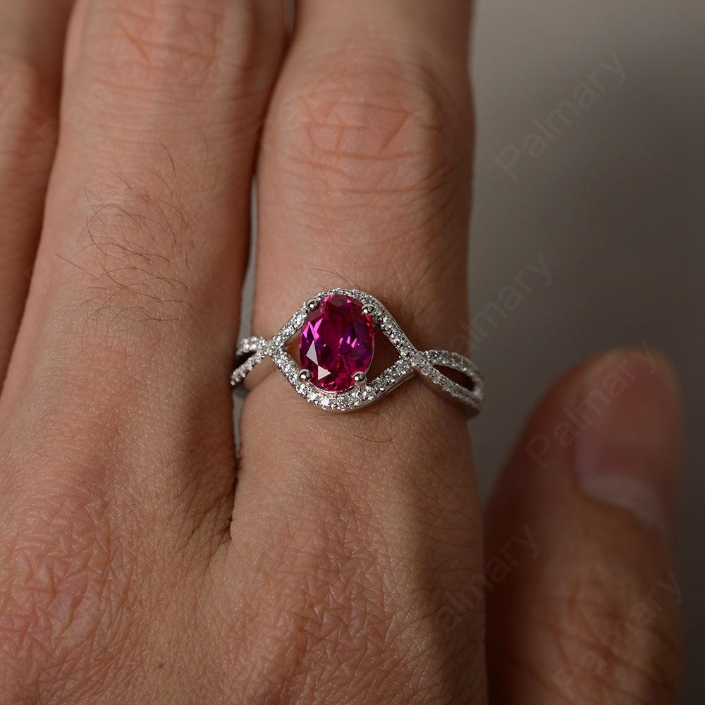 Twisted Band Oval Ruby Rings - Palmary