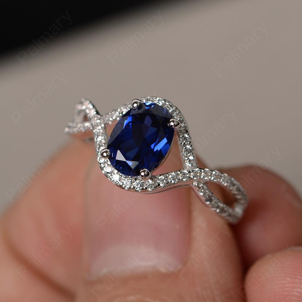 Twisted Band Oval Sapphire Rings - Palmary