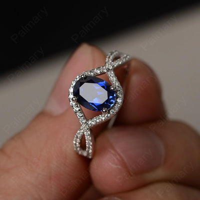 Twisted Band Oval Sapphire Rings - Palmary