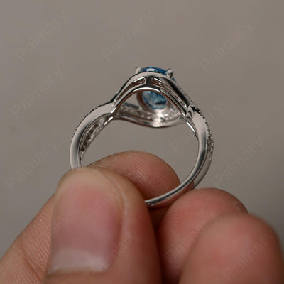 Twisted Band Oval Swiss Blue Topaz Rings - Palmary