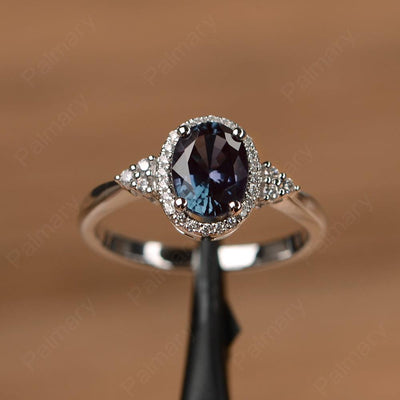 Oval Cut Alexandrite Halo Engagement Rings - Palmary