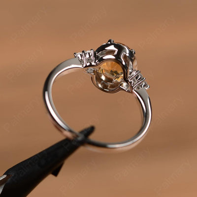 Oval Cut Citrine Halo Engagement Rings - Palmary