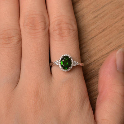 Oval Cut Diopside Halo Engagement Rings - Palmary