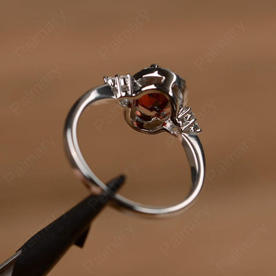 Oval Cut Garnet Halo Engagement Rings - Palmary