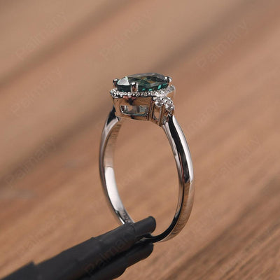 Oval Cut Green Sapphire Halo Engagement Rings - Palmary