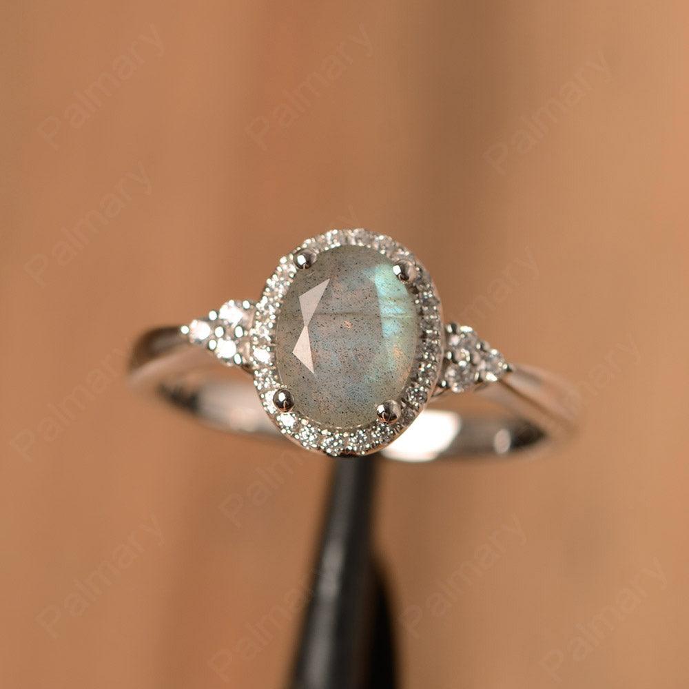 Oval Cut Labradorite Halo Engagement Rings - Palmary