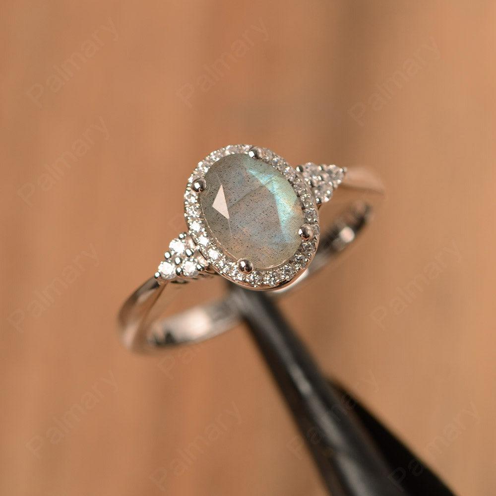 Oval Cut Labradorite Halo Engagement Rings - Palmary