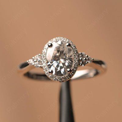 Oval Cut Moissanite Halo Engagement Rings - Palmary