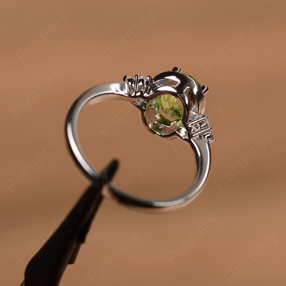 Oval Cut Peridot Halo Engagement Rings - Palmary