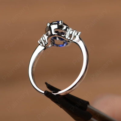 Oval Cut Sapphire Halo Engagement Rings - Palmary