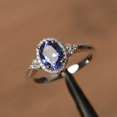 Oval Cut Tanzanite Halo Engagement Rings - Palmary