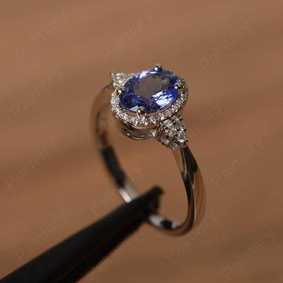 Oval Cut Tanzanite Halo Engagement Rings - Palmary