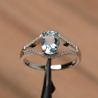 Oval Cut Aquamarine Split Rings - Palmary