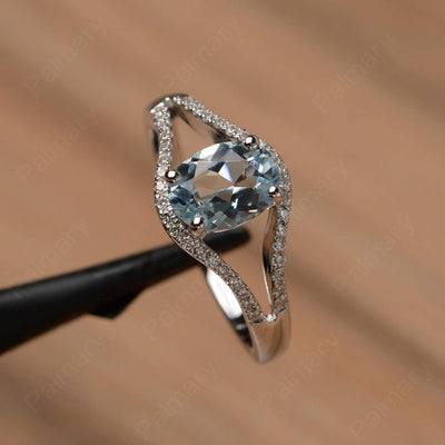 Oval Cut Aquamarine Split Rings - Palmary