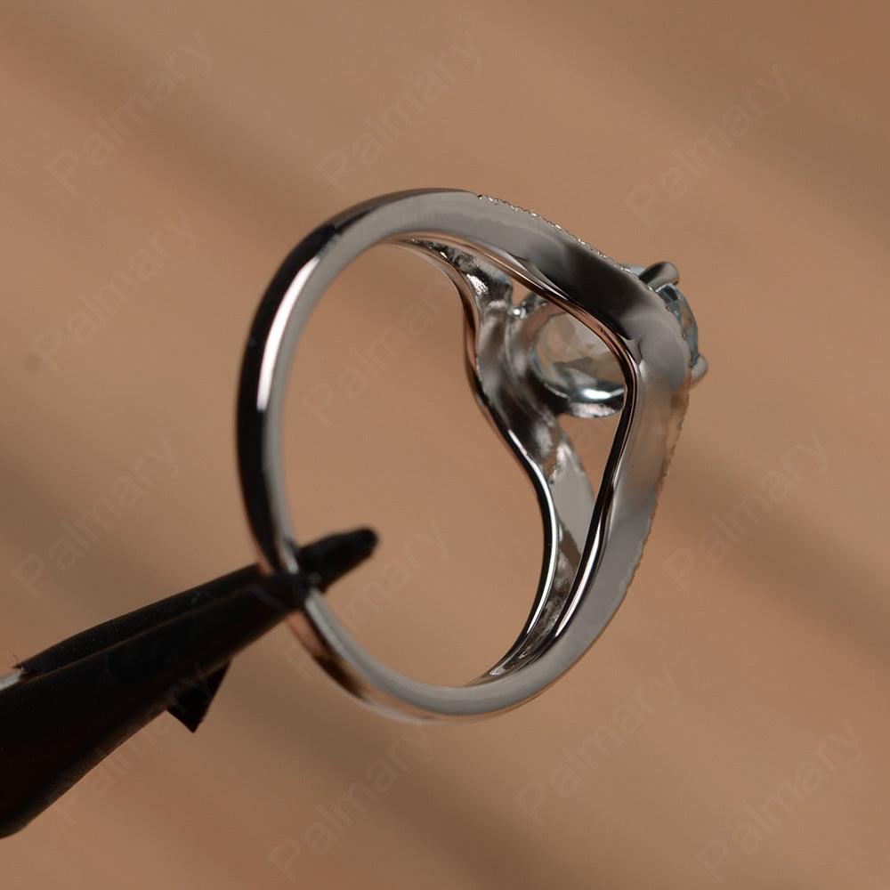 Oval Cut Aquamarine Split Rings - Palmary