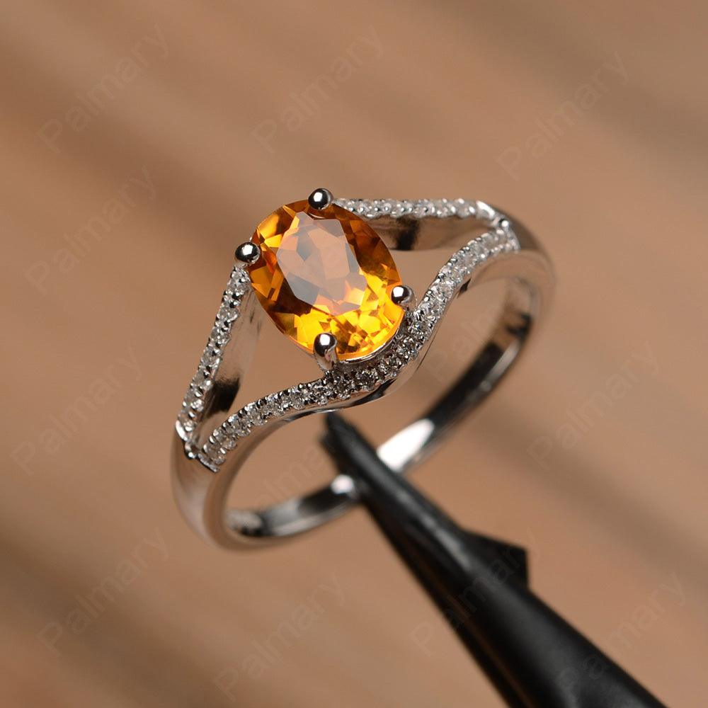 Oval Cut Citrine Split Rings - Palmary