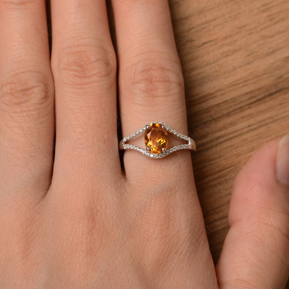 Oval Cut Citrine Split Rings - Palmary