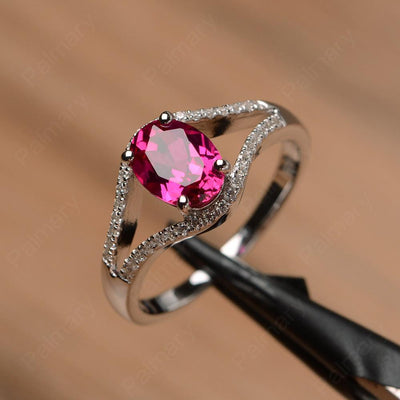 Oval Cut Ruby Split Rings - Palmary