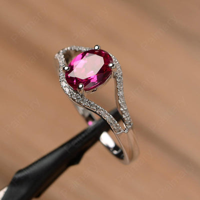 Oval Cut Ruby Split Rings - Palmary