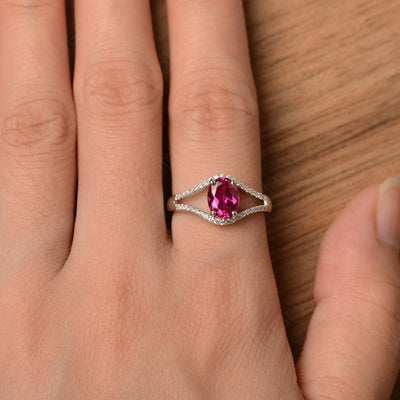 Oval Cut Ruby Split Rings - Palmary