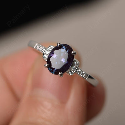 Oval Cut Alexandrite Promise Rings - Palmary