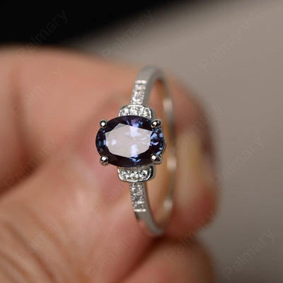 Oval Cut Alexandrite Promise Rings - Palmary