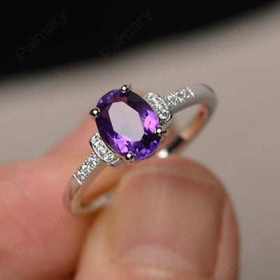 Oval Cut Amethyst Promise Rings - Palmary