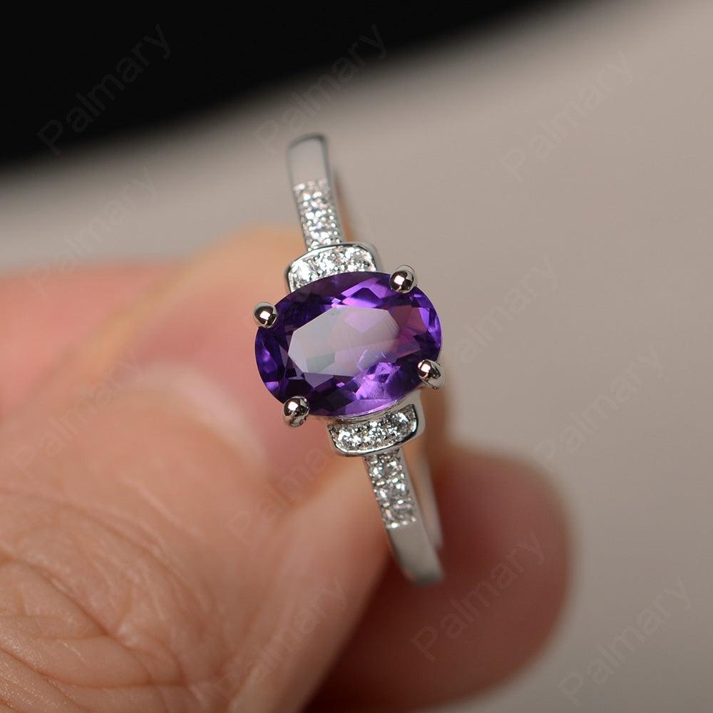 Oval Cut Amethyst Promise Rings - Palmary